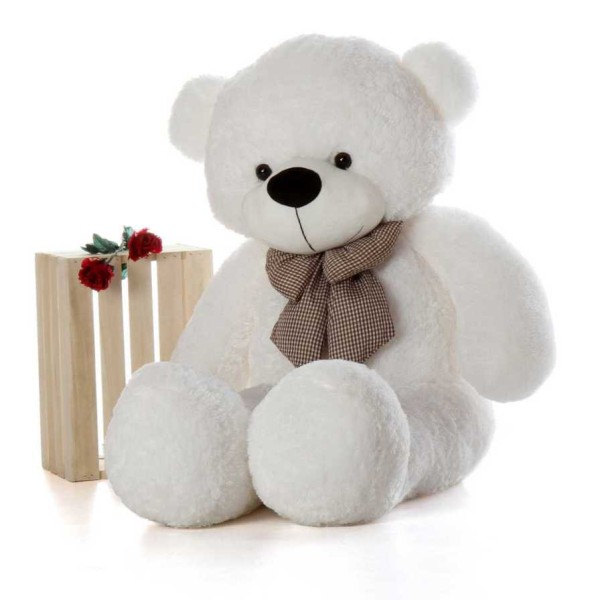 5 Feet White Teddy Bear with a Bow